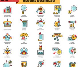Global business icon collection vector