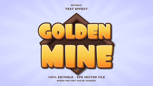 Gold mine 3d cartoon text effect vector