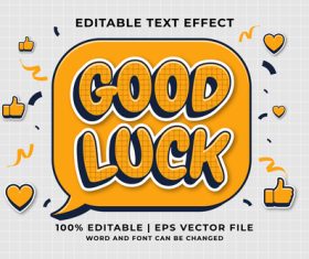 Good luck cartoon editable text effect vector