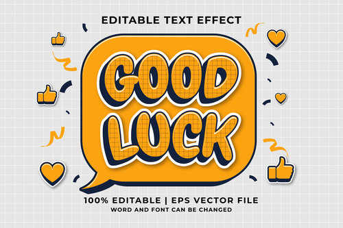 Good luck cartoon editable text effect vector
