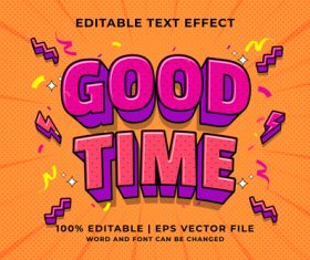 Good times bicolor cartoon editable text effect vector
