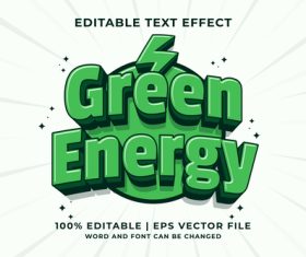 Green energy cartoon editable text effect vector