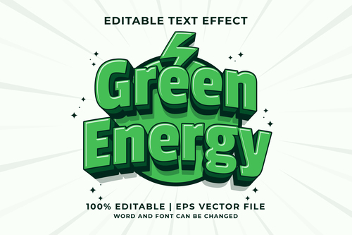 Green energy cartoon editable text effect vector