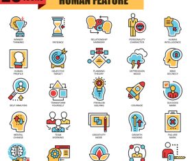 Human feature icon collection vector