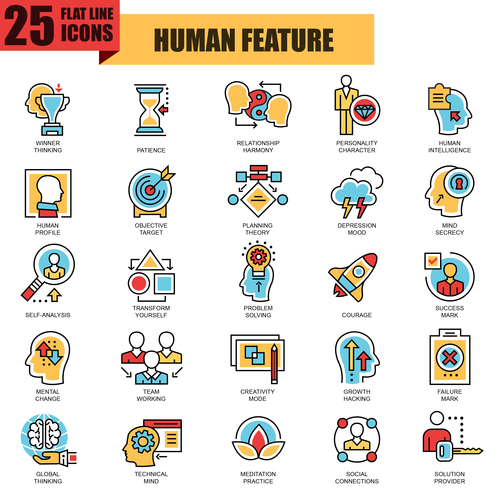 Human feature icon collection vector