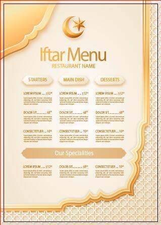 Iftar menu vector on beige background