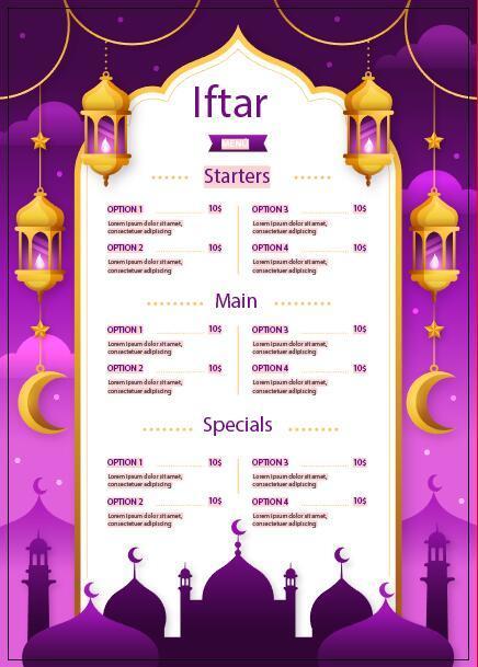 Iftar menu vector