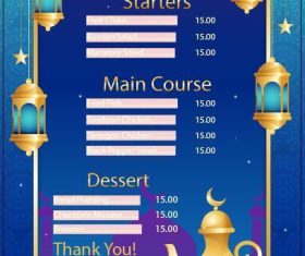 Islamic Iftar menu vector