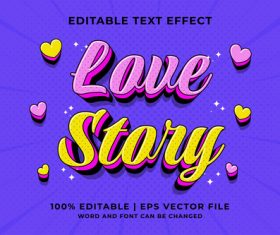 Love story cartoon editable text effect vector