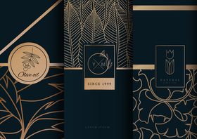 Luxury logo gold packaging vector