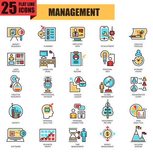 Management icon collection vector