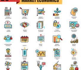 Market economics icon collection vector