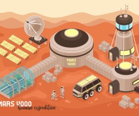 Mars base landscape illustration vector