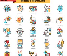 Mind process icon collection vector