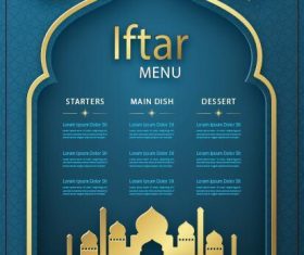 Mosque background Iftar menu vector