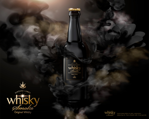 Mysterious premium whisky ads vector