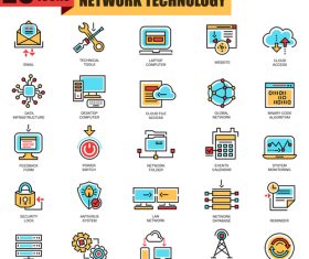 Network technology icon collection vector