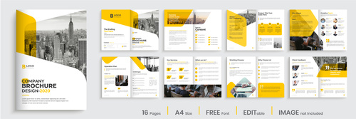 Orange shape company brochure template vector