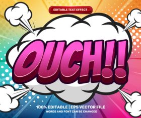 Ouch comic cartoon text style effect vector