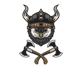 Owl viking game logo vector