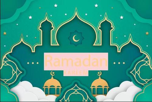 Paper style ramadan background vector