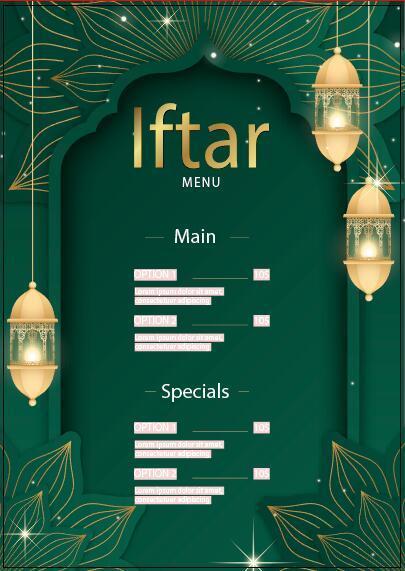 Plant background Iftar menu vector