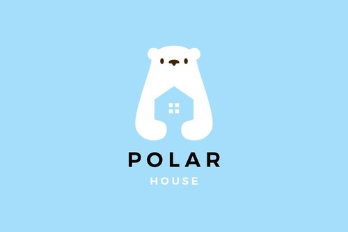 Polar bear house logo vector
