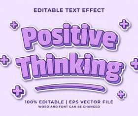 Positive thinking cartoon editable text effect vector