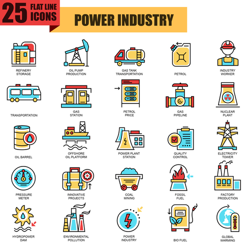 Power industry icon collection vector