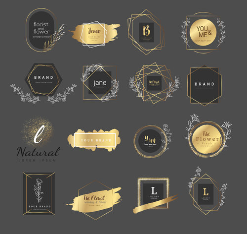 Premium floral logo templates wedding product vector