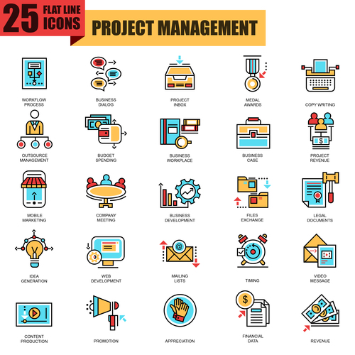 Project management icon collection vector