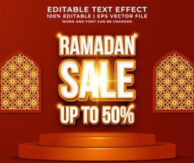 Ramadan Sale Editable Text Effect Vector