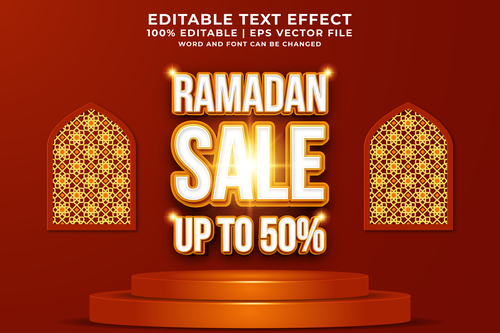 Ramadan Sale Editable Text Effect Vector