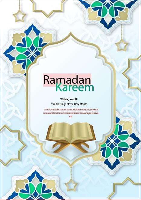 Ramadan card vector with multi element background