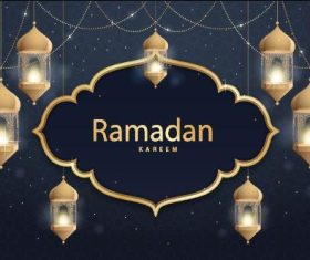 Ramadan festival card vector on dark blue background