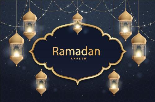 Ramadan festival card vector on dark blue background