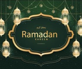 Ramadan festival card vector on dark green background