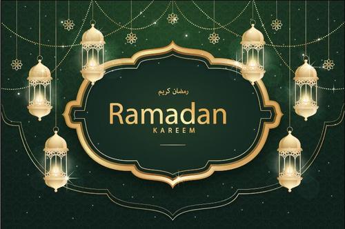 Ramadan festival card vector on dark green background