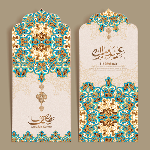 Ramadan with blue arabesque flower pattern vector