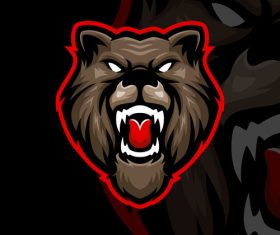 Roaring bear game logo design vector
