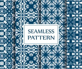 Seamless cyan background flower pattern vector