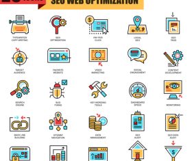 Seo web optimization icons collection vector