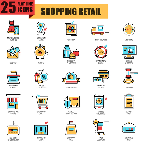Shopping retail icon collection vector