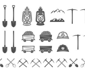 Shovel pickaxe logo vector