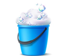 Soap bubbles in bucket vector