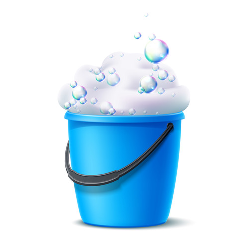 Soap bubbles in bucket vector