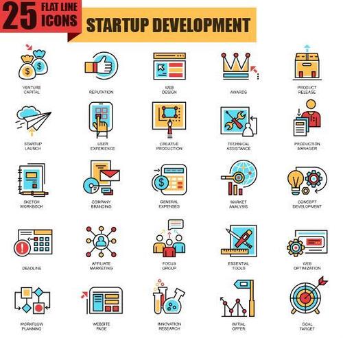 Startup development icons collection vector