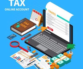 Tax online account cartoon illustration vector