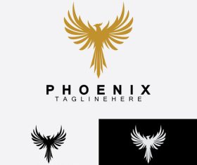 Three color phoenix business logo design vector