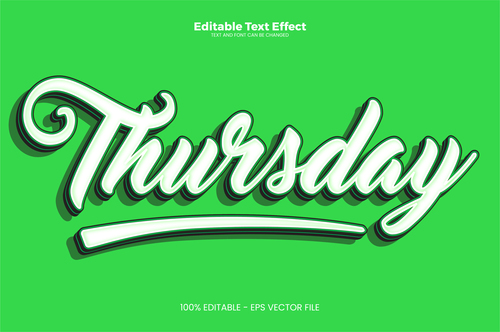 Thursday 3D vector text effect